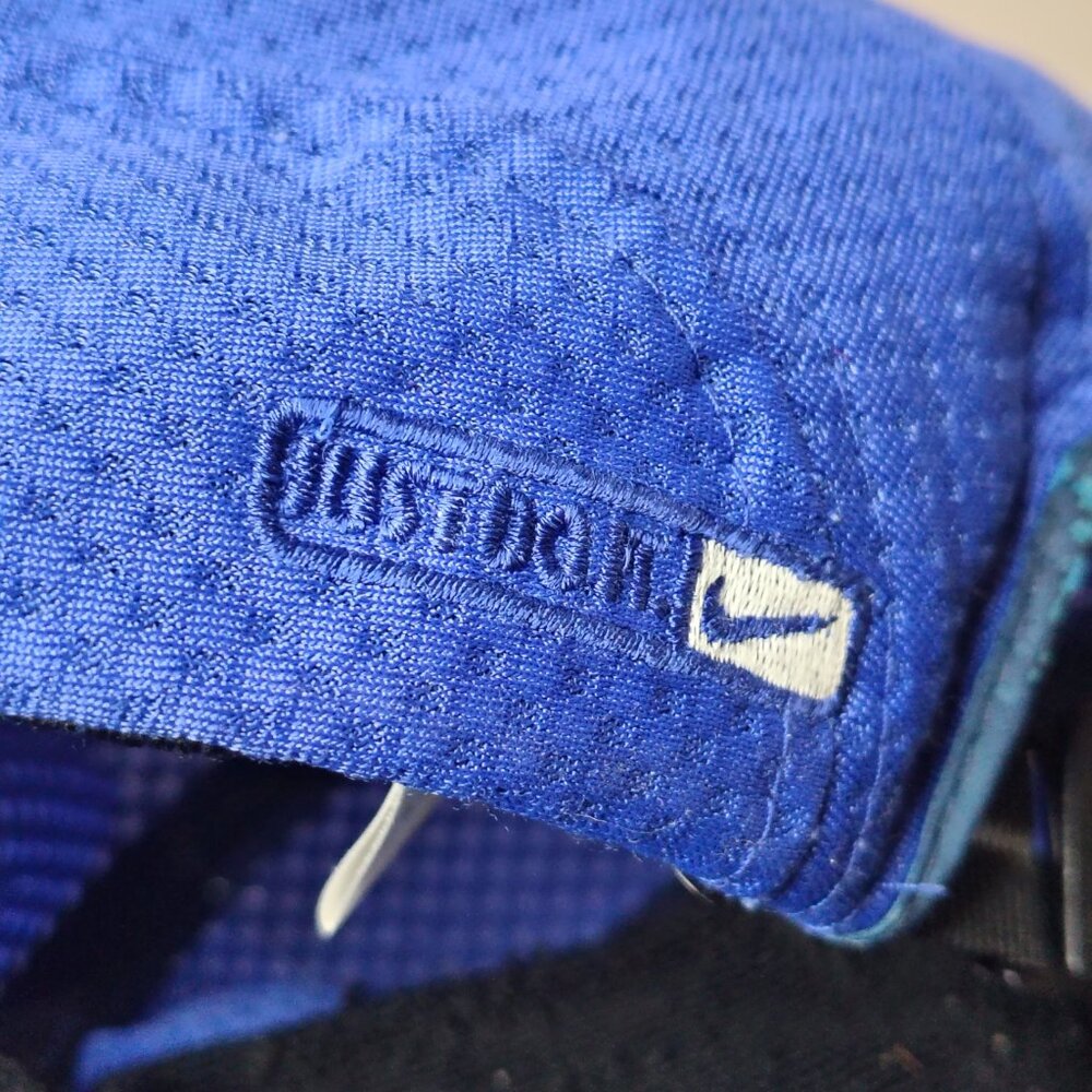 VINTAGE Nike Hat Cap Blue Black Tailwind 7 Panel Mesh Mini Swoosh Running - Picture 8 of 16